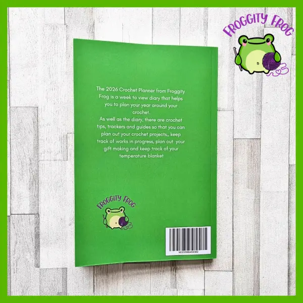 Back cover of the 2026 crochet planner