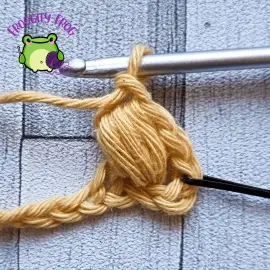 Your first puff of the Braided Puff stitch