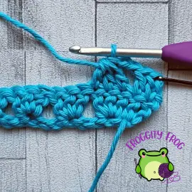Starting row 2 of the Modern Granny stitch