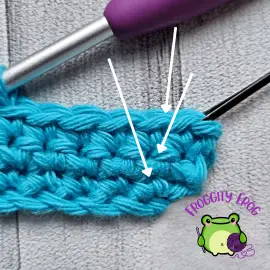 Where you need to insert your hook to make your Caramel stitches