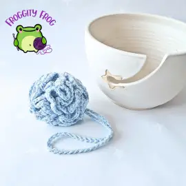 Blue crochet shower puff