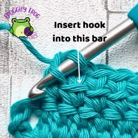 The Bar you need to insert your hook for the Linked Double crochet stitch