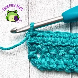 Row 2 of the Linked Double Crochet stitch