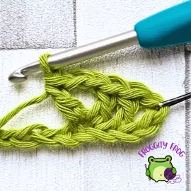 Start of row 1 of the V and Puff stitch