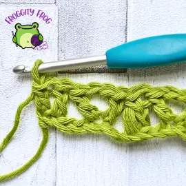 Row 1 of the V and Puff stitch