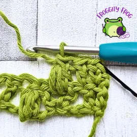 Start of row 2 of the V and Puff stitch