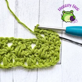 Start of row 3 of the V and Puff stitch