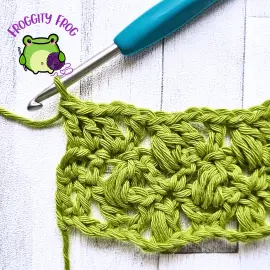 Row 3 of the V and Puff stitch