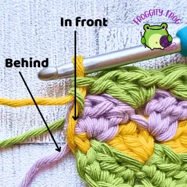 New yarn in front when changing colours