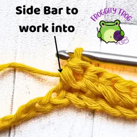 The side bar to make a Linked Half Double Crochet stitch