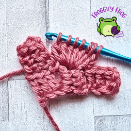 7 loops on your hook to make a C2C Raised Pineapple Stitch